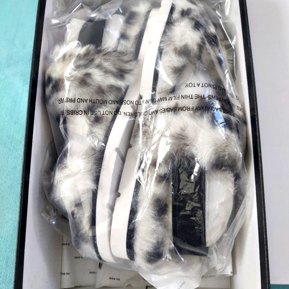 faux fur sandals